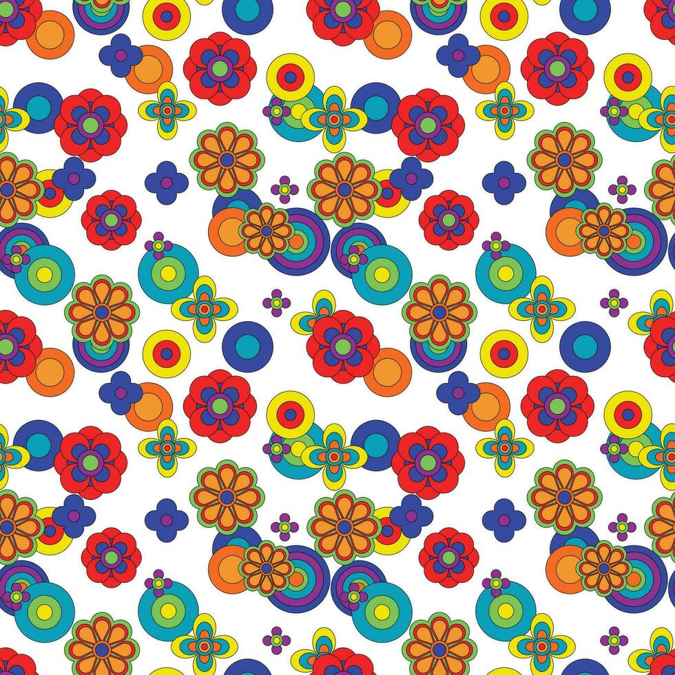 Abstract flower groovy psychedelic pattern. vector