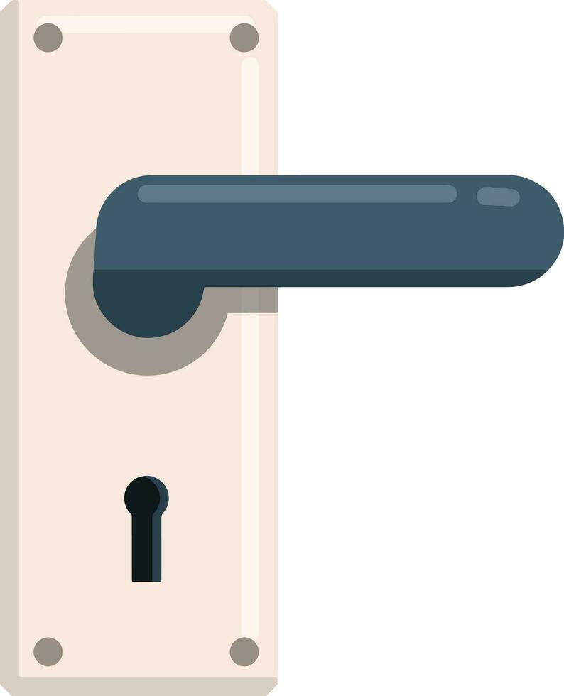 Door handle. Doorway and entrance element. Lock and keyhole. Opening and closing. Cartoon flat icon vector