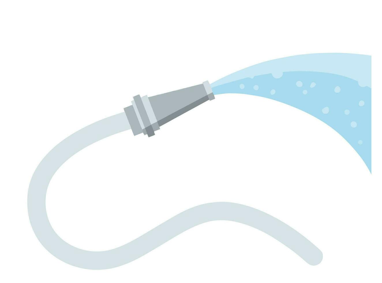 Hose. Jet of water. Fire fighting and watering of the lawn. Grey tube. lat cartoon illustration isolated on white vector