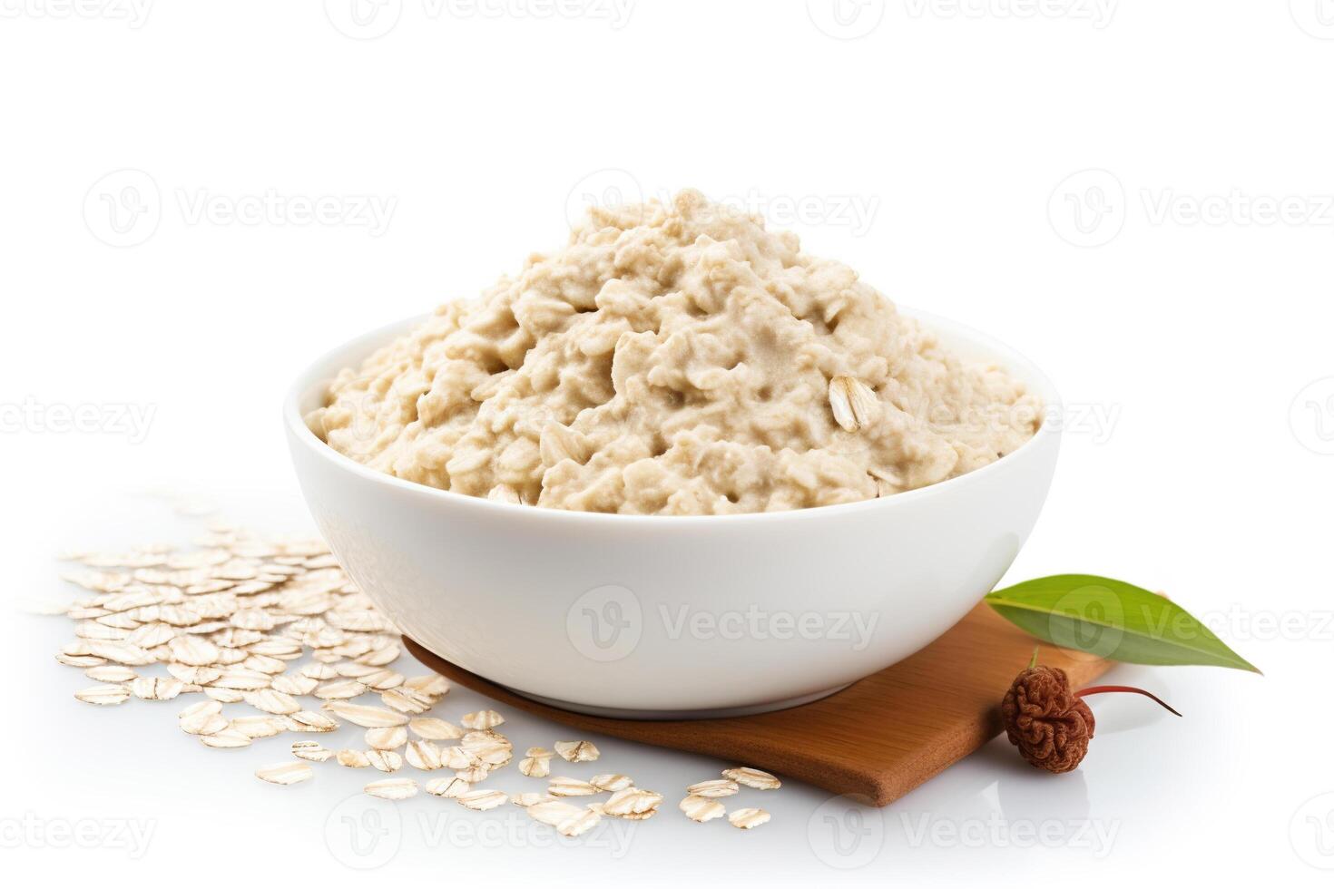 pila de acero cortar avena, un nutritivo y saludable desayuno grapa, avena, Rico en fibra y beneficioso nutrientes, aislado en un blanco antecedentes. ai generativo foto