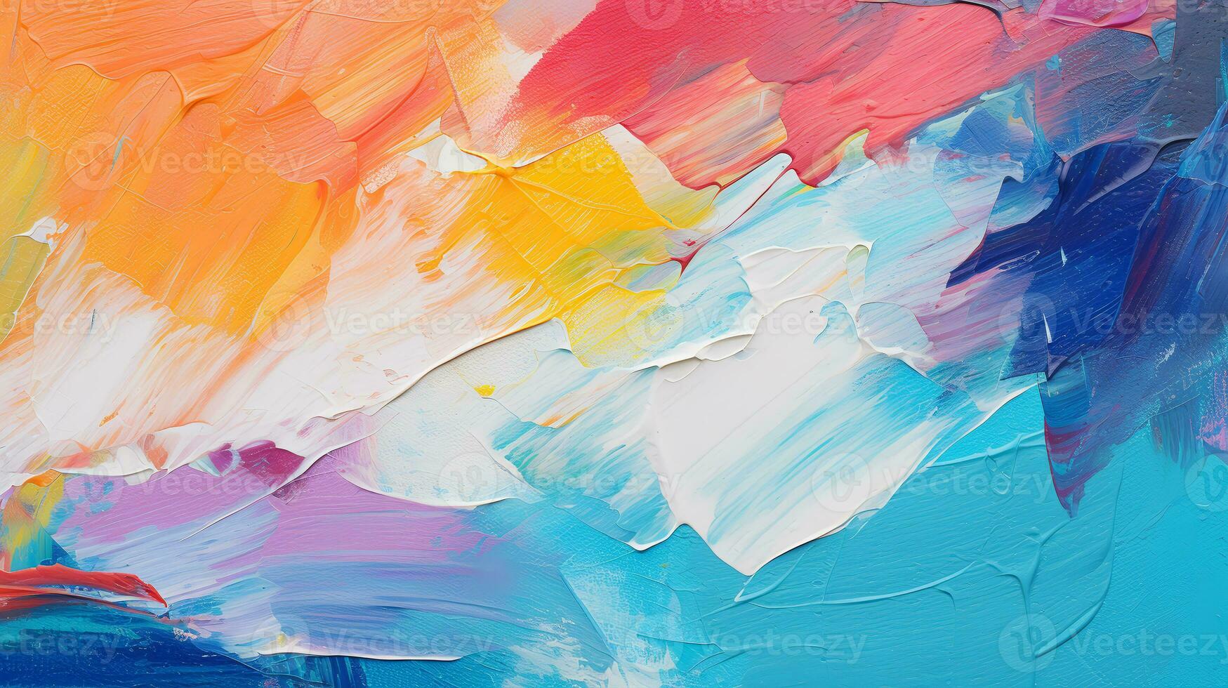 de cerca de resumen áspero vistoso multicolor Arte pintura textura, con petróleo pincelada, paleta cuchillo pintar en lienzo. ai generativo foto