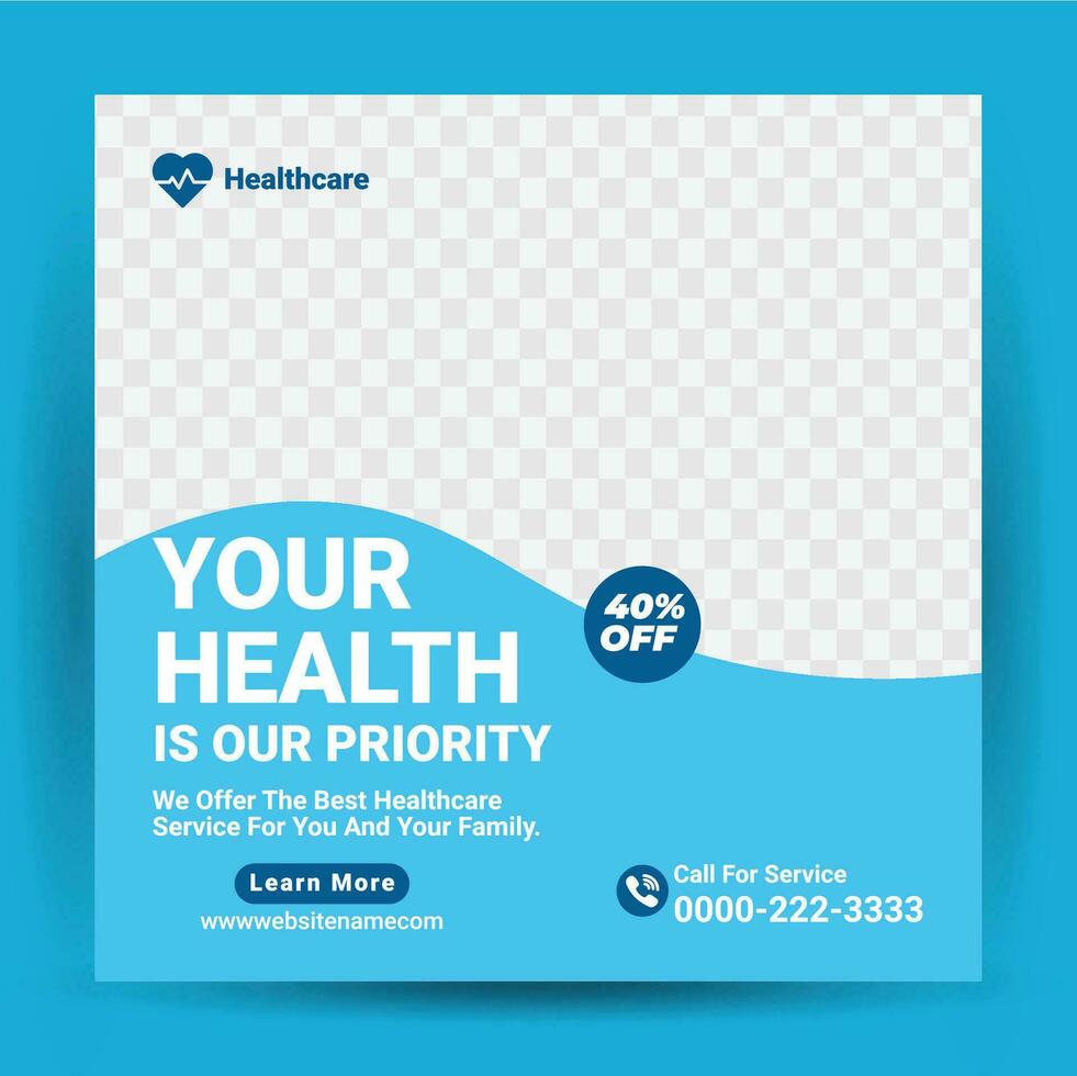 Medical healthcare social media post template vector