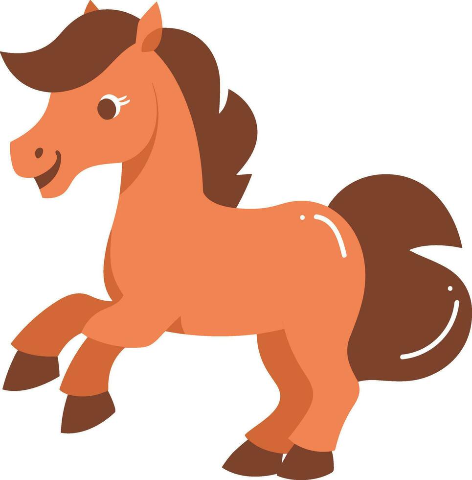 Hand Drawn farm horse in flat style vector