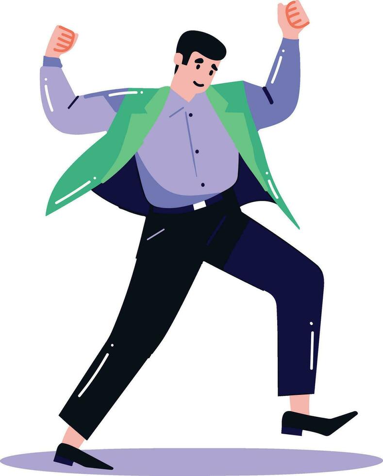 Hand Drawn happy man dancing in flat style vector