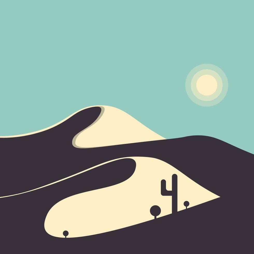 desert landscapes vector illustration, desert on the morning