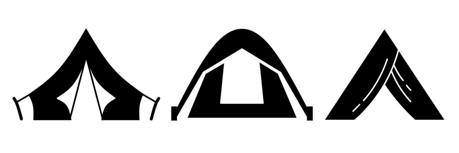 Tent illustration set. Stock vector collection.