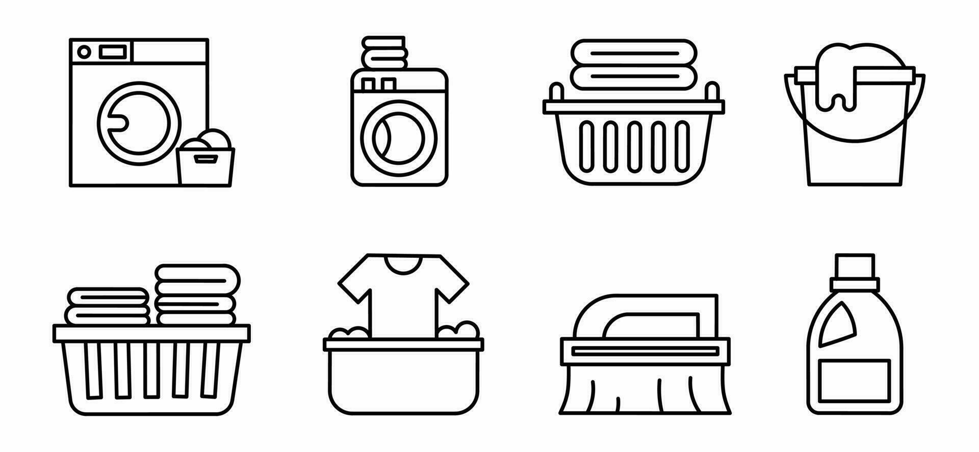 Laundry equipment icon black and white illustration design. vector