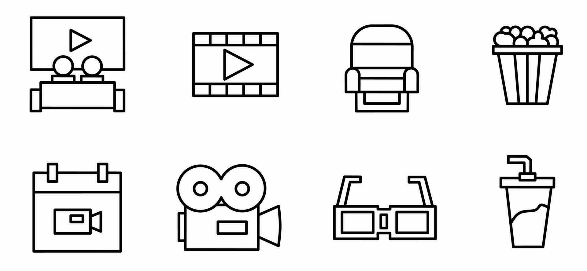 Cinema icon black and white illustration design. vector