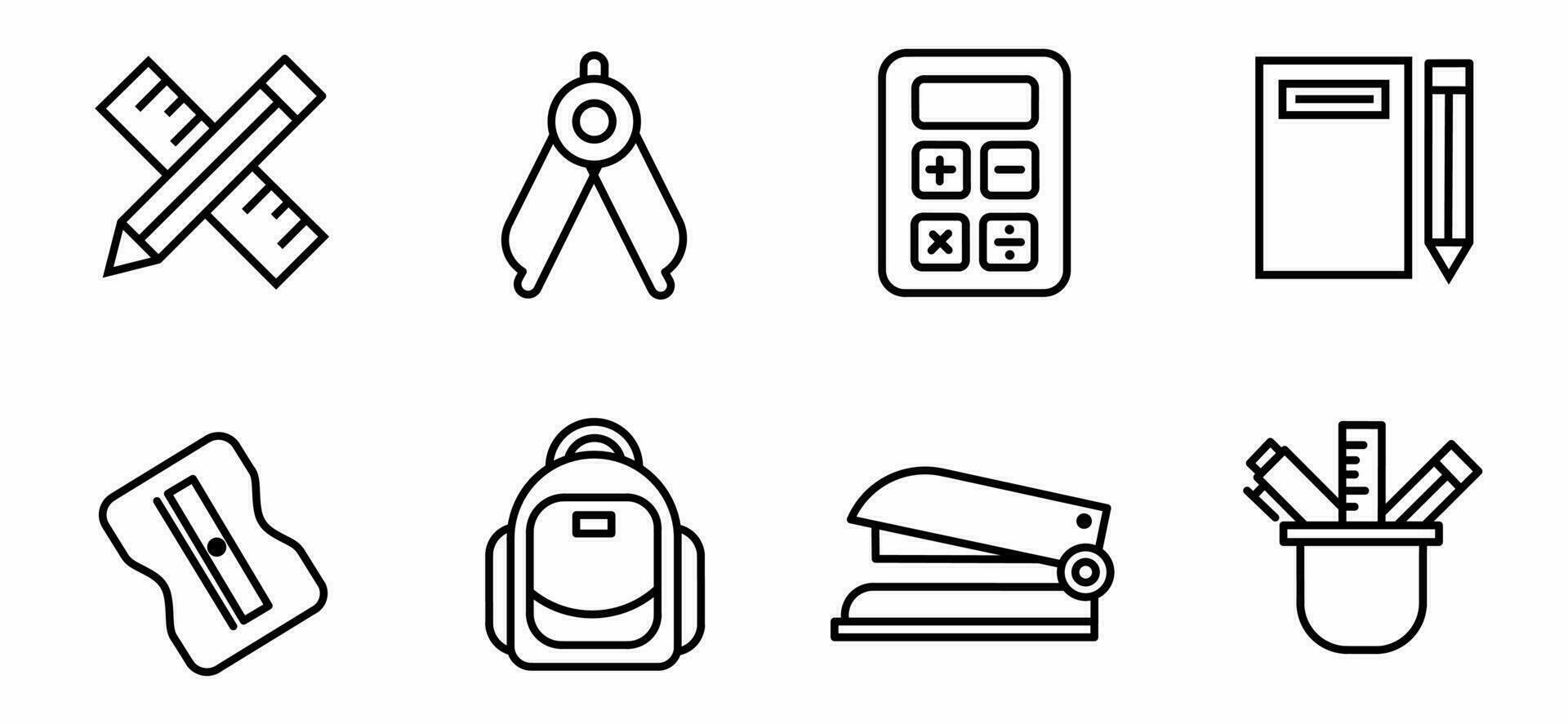 School equipment illustration set. Stock vector collection.