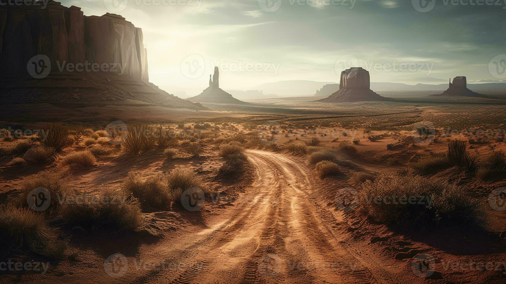 landscape Hunts Mesa Navajo near Monument Valley, Arizona, USA. ai generative photo