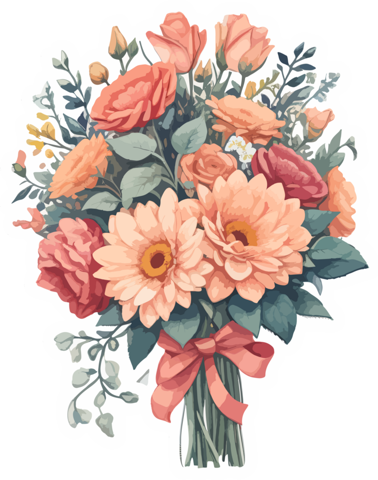 Valentine Flowers Bouquet Illustration with AI Generative png