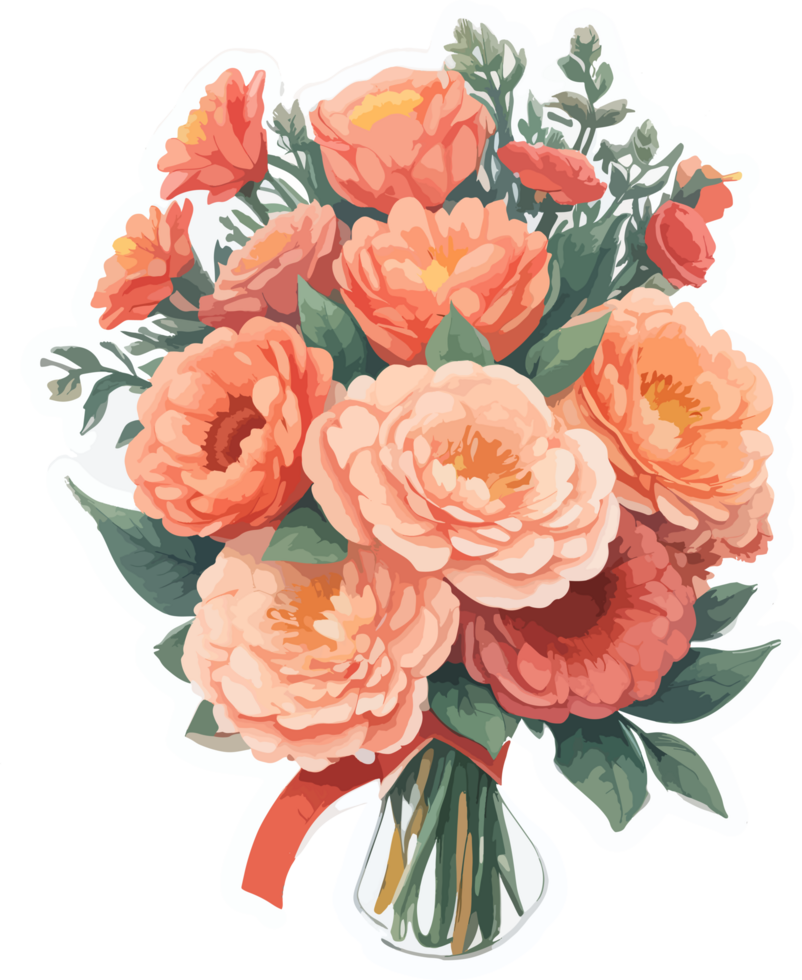 Valentine Flowers Bouquet Cartoon AI Generative png