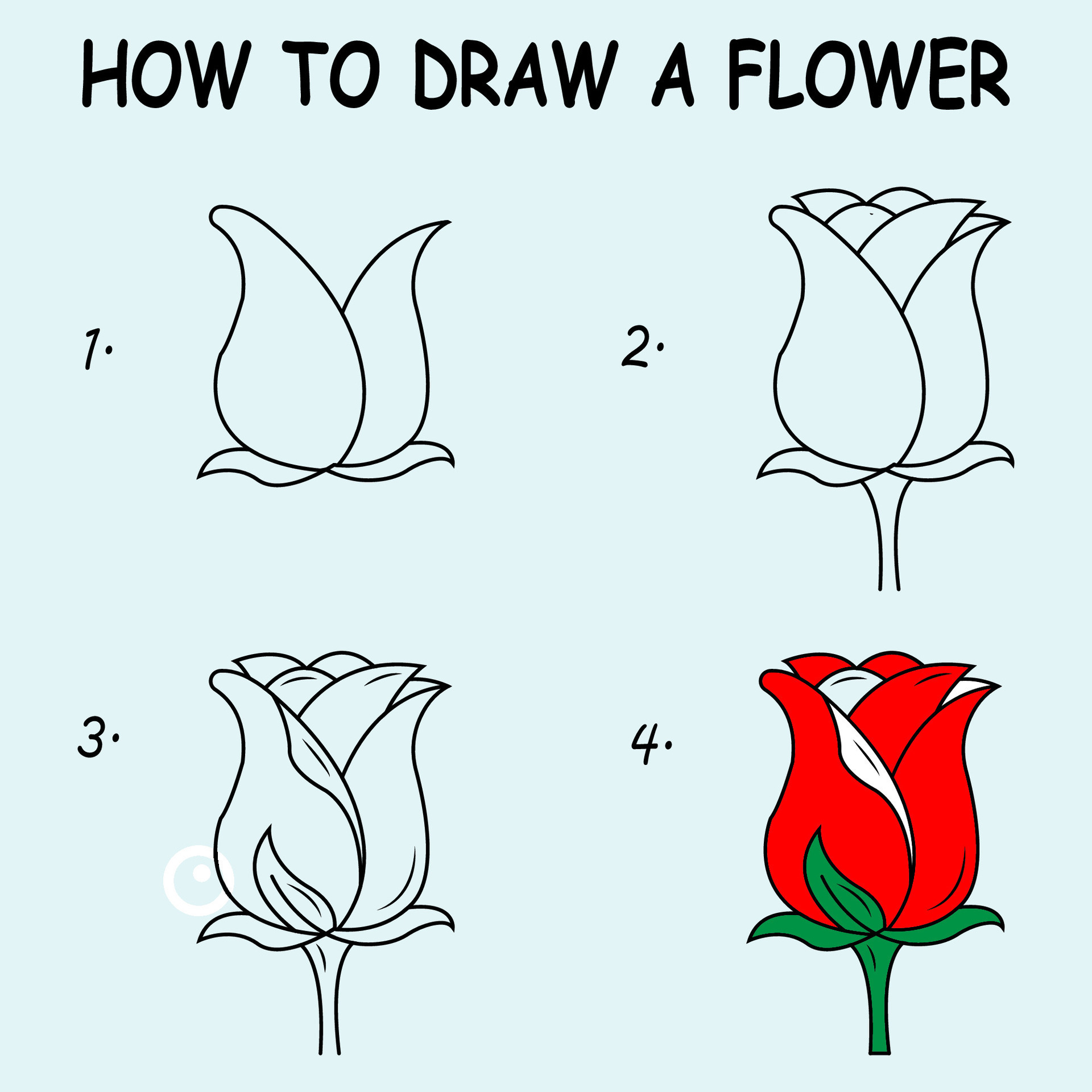 Step by step to draw a Sun Flower. Drawing tutorial a Sun Flower ...