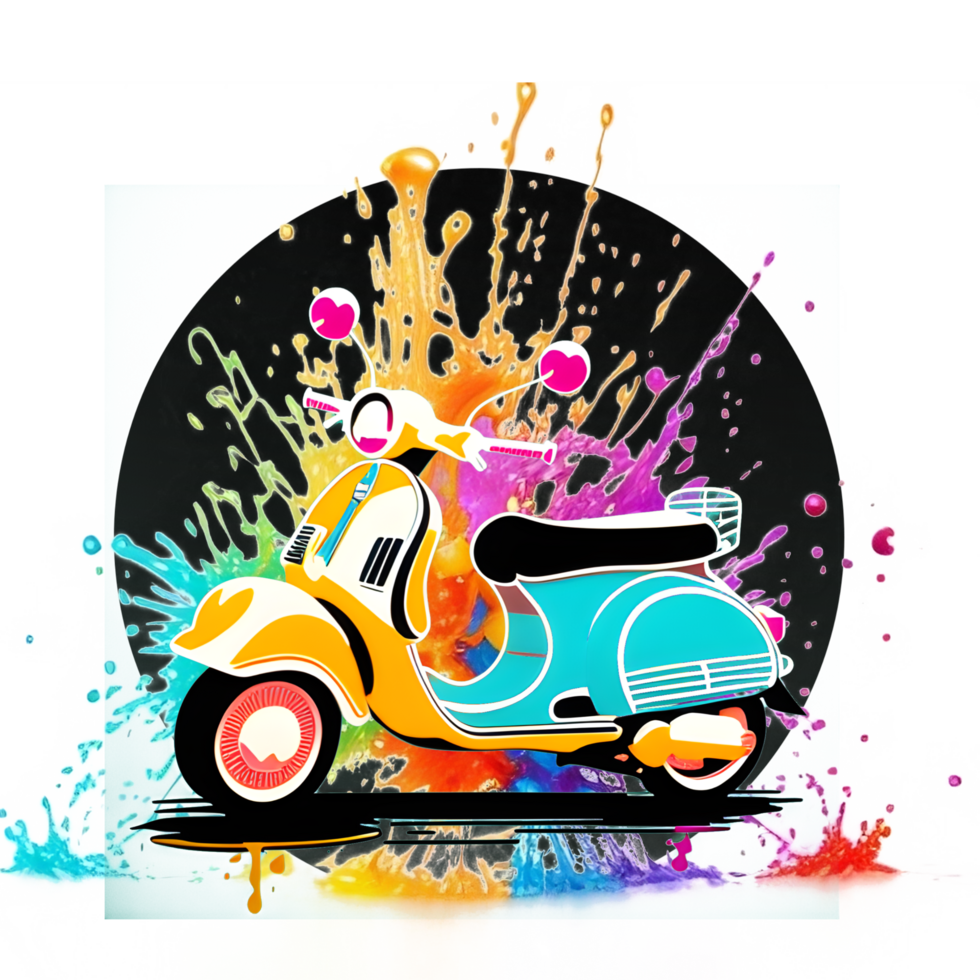 Colorful Vespa Motorcycle Transparent Background Ai Generative png