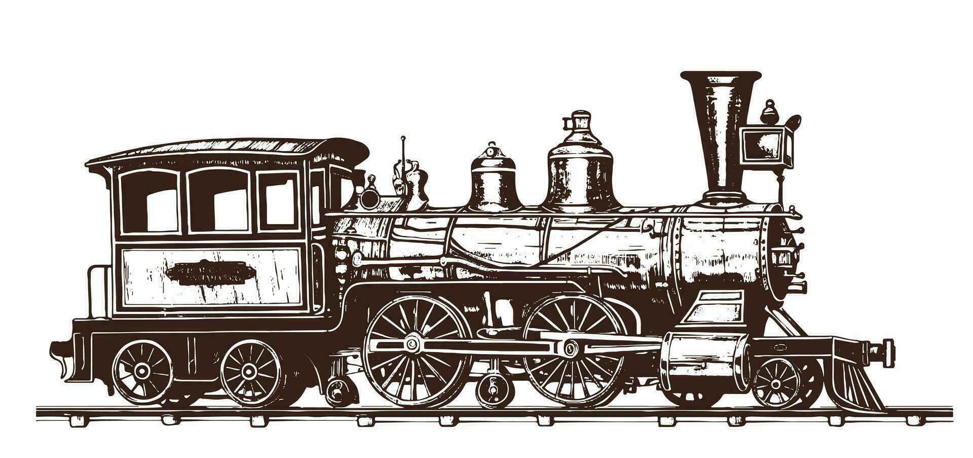 Vintage Steam Train hand drawn sketch Vector illustration