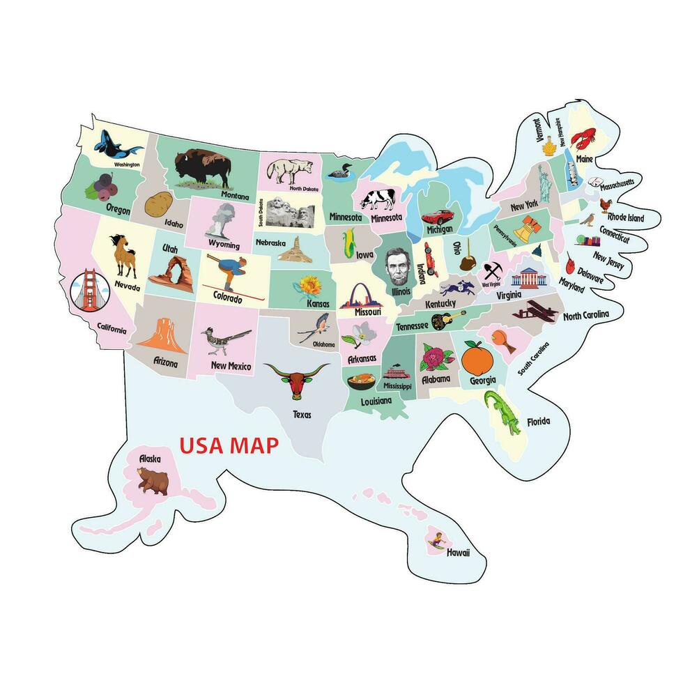 Estados Unidos mapa ilustración animal vector