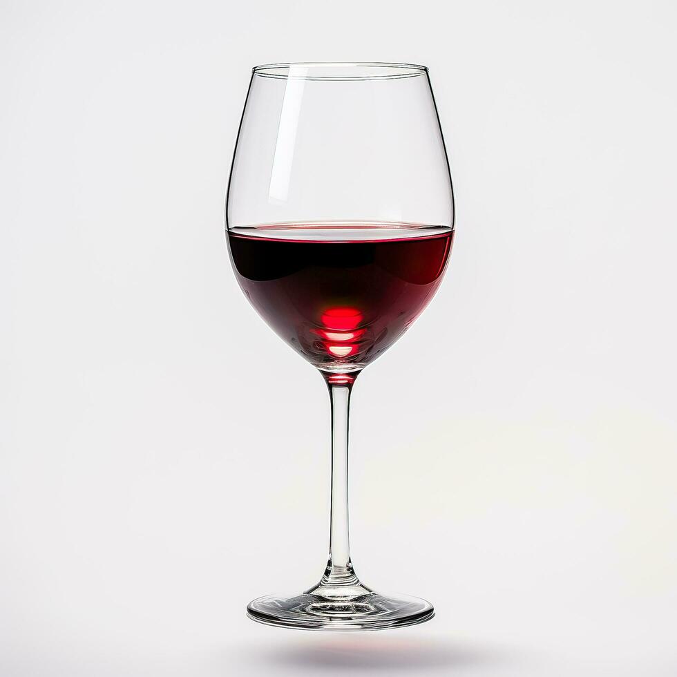 Glass of red wine side view isolated on a white background photo