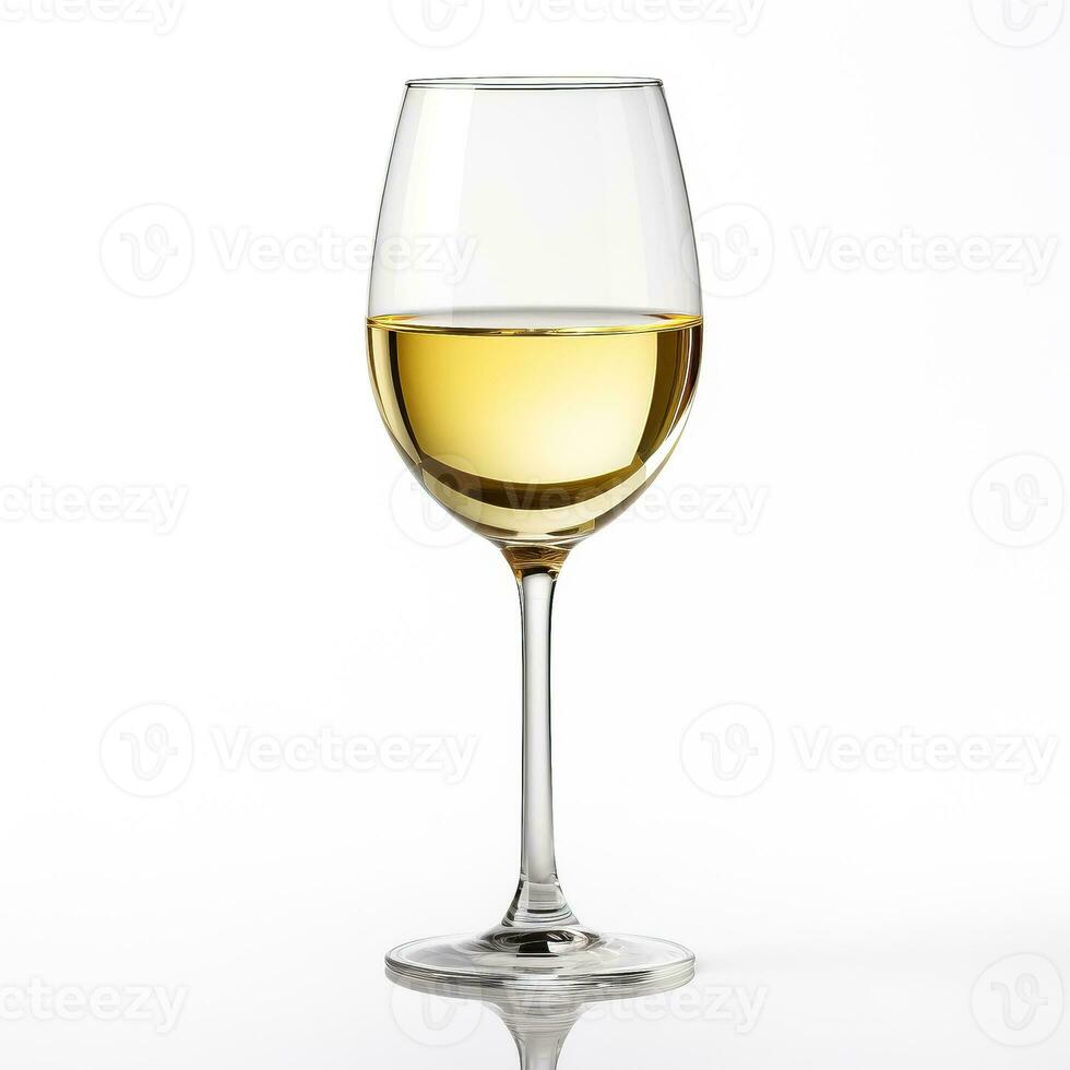 Glass of white wine side view isolated on a white background photo