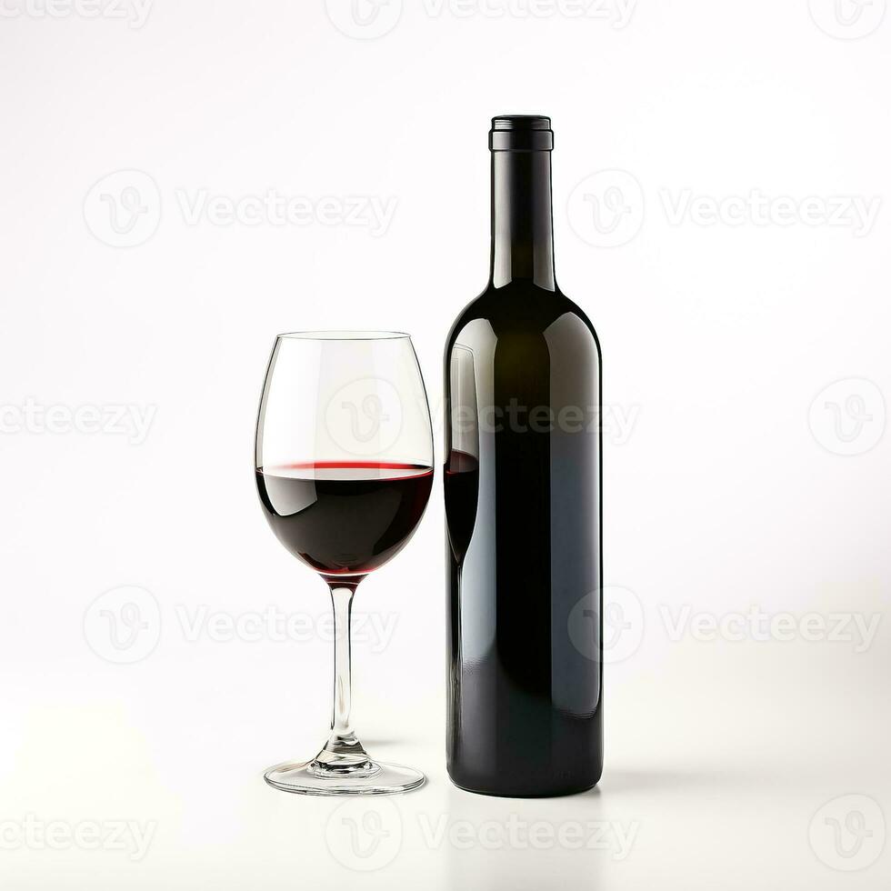 A bottle of red wine isolated on white background photo