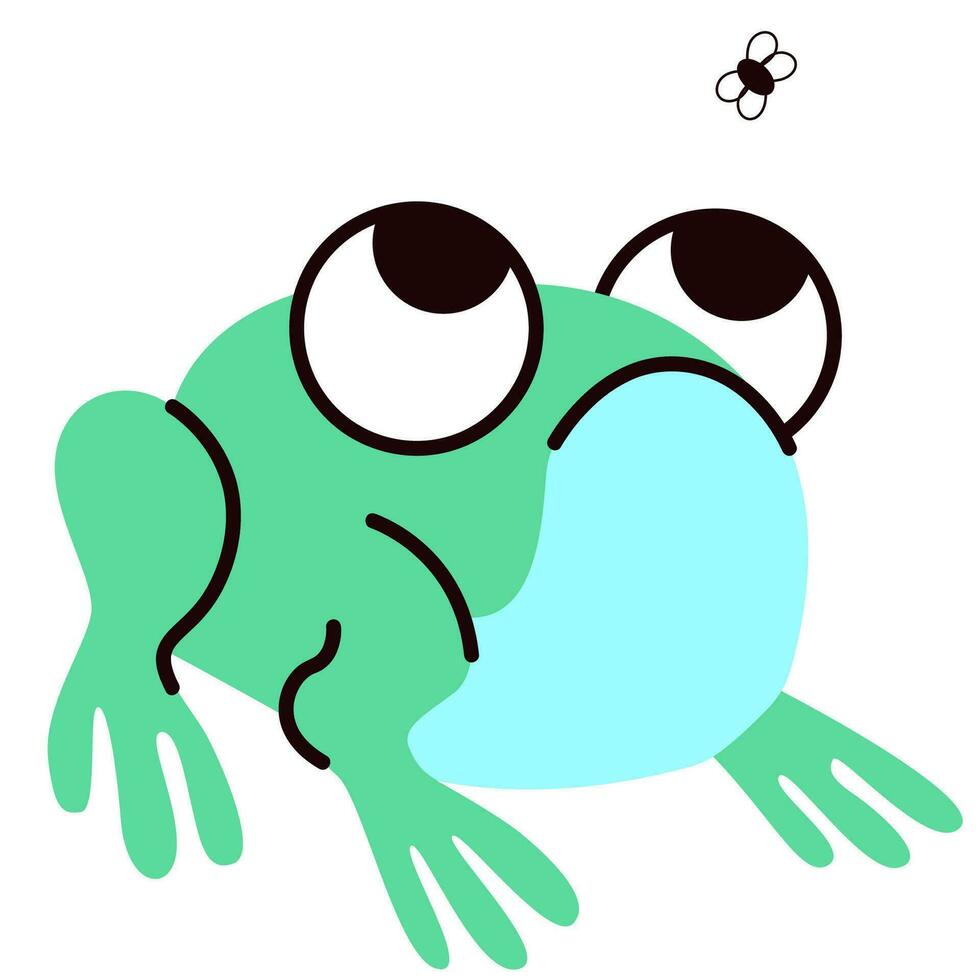 Cute frog vector cartoon illustration isolated on a white background. Sitting Frog In Flat Style