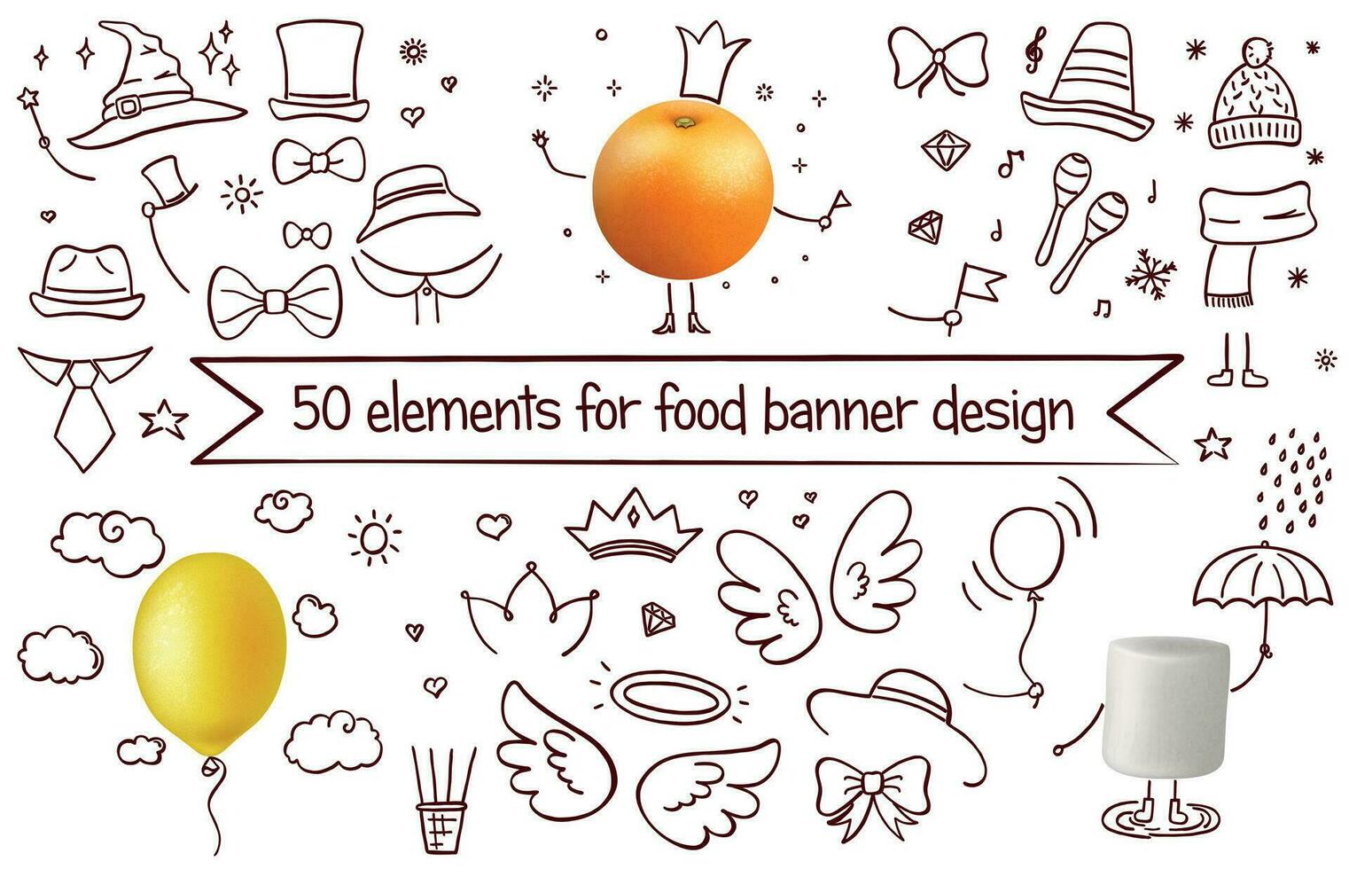 Realistic Detailed 3d and Thin Line Elements for Banner Design. Vector