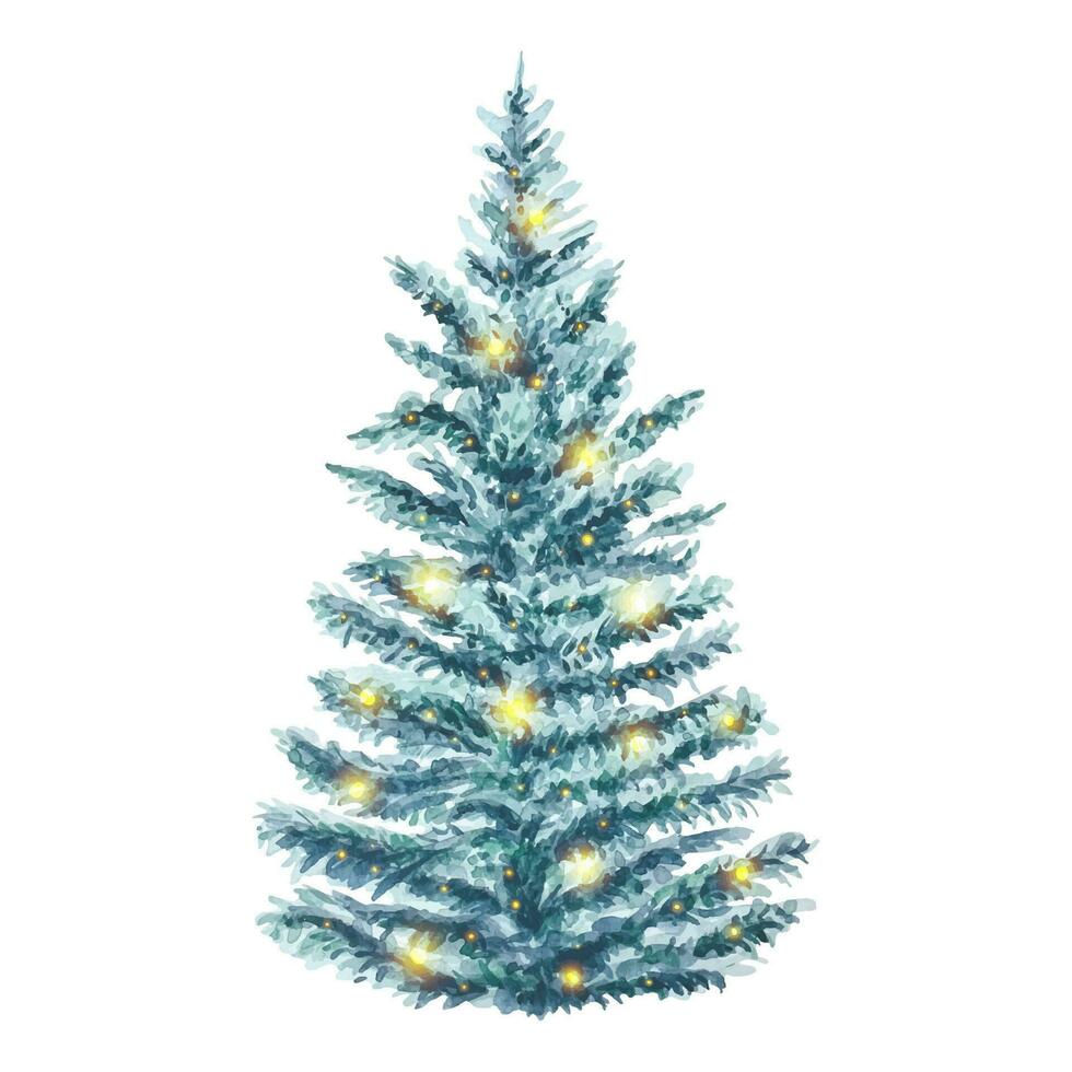 Christmas tree , watercolor illustration. new year tree vector
