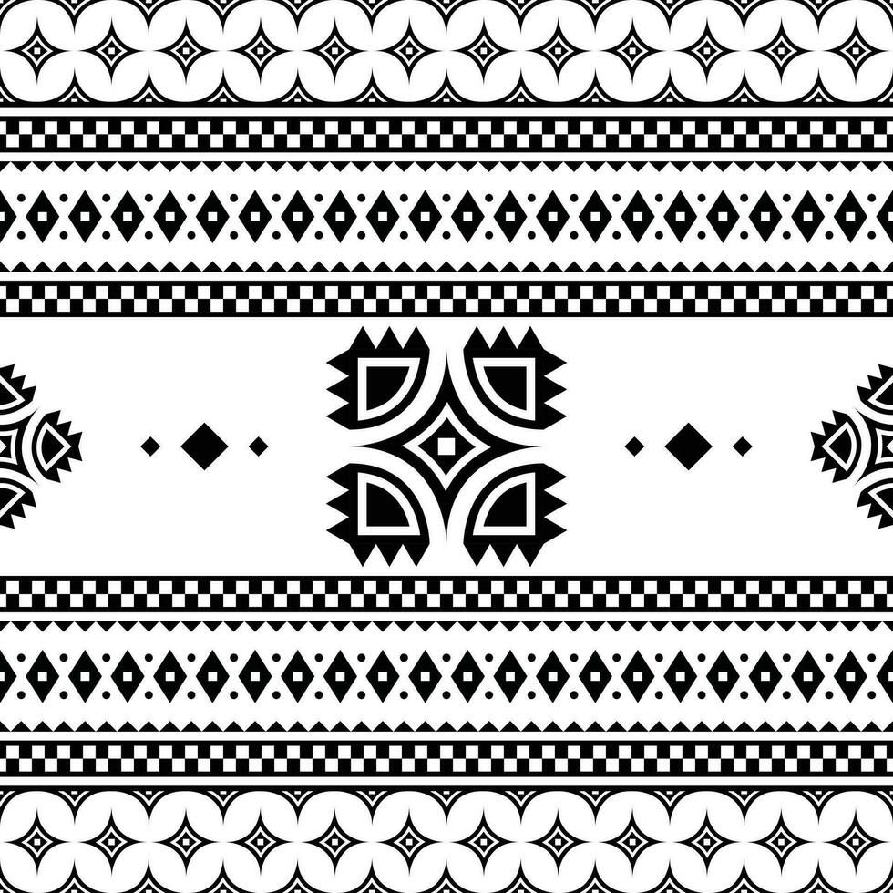 Ethnic geometric print. Traditional seamless abstract pattern. Aztec Navajo tribal style. Black and white colors. Design for textile, fabric, clothing, curtain, rug, ornament, background. vector