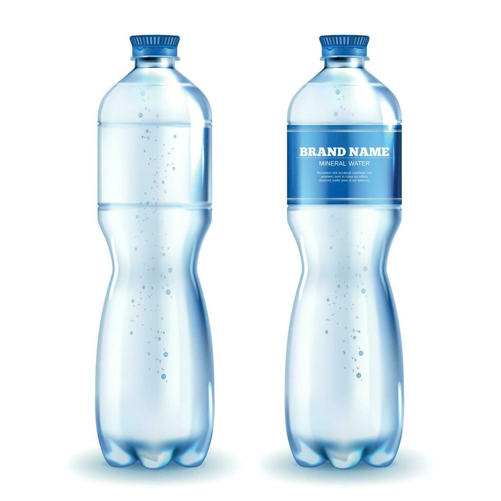 Realistic Detailed 3d Water Bottle Set. Vector