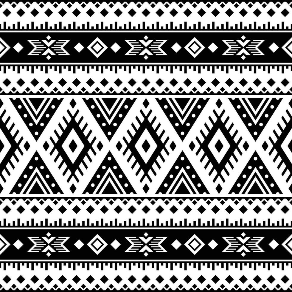 azteca geométrico sin costura étnico modelo. negro y blanco colores. ornamento tradicional. diseño para textil, tela, ropa, cortina, alfombra, batik, ornamento, fondo, envase, papel, fondo de pantalla. vector