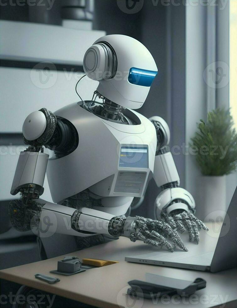 robot performing administrative tasks for human illustration photo