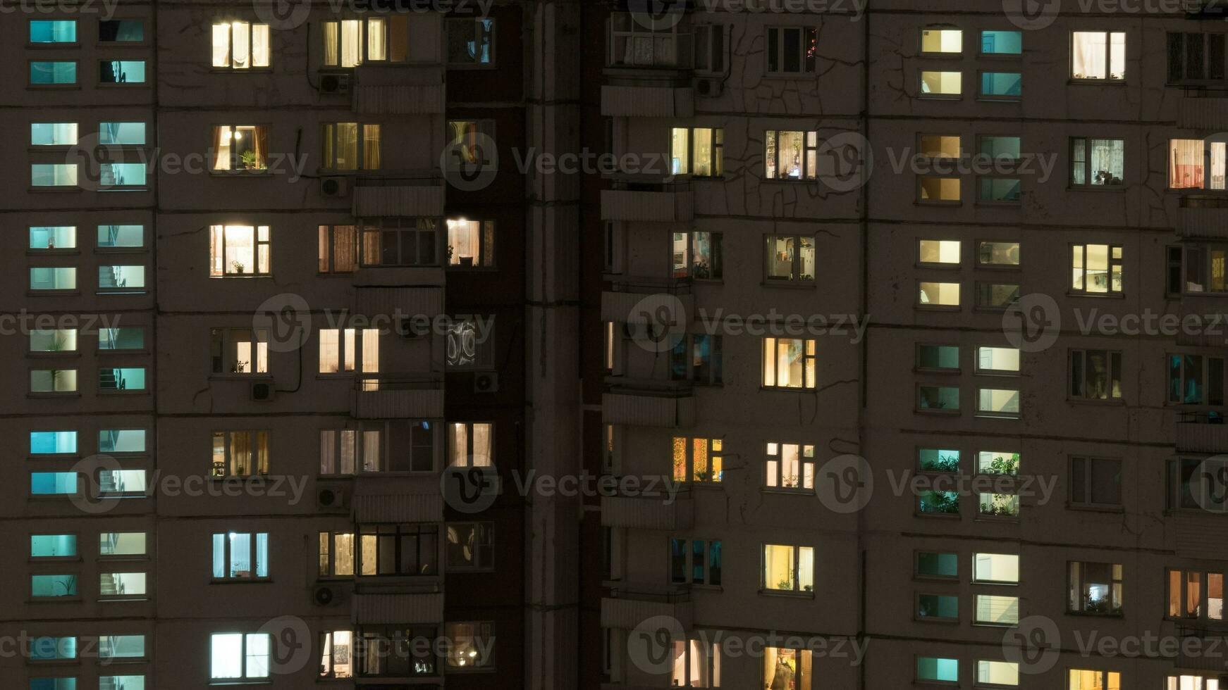 Night view of panel multistorey house photo