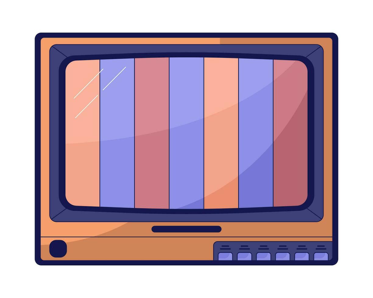 Old tv no signal screen flat line color isolated vector object. Stripes on screen. Editable clip art image on white background. Simple outline cartoon spot illustration for web design