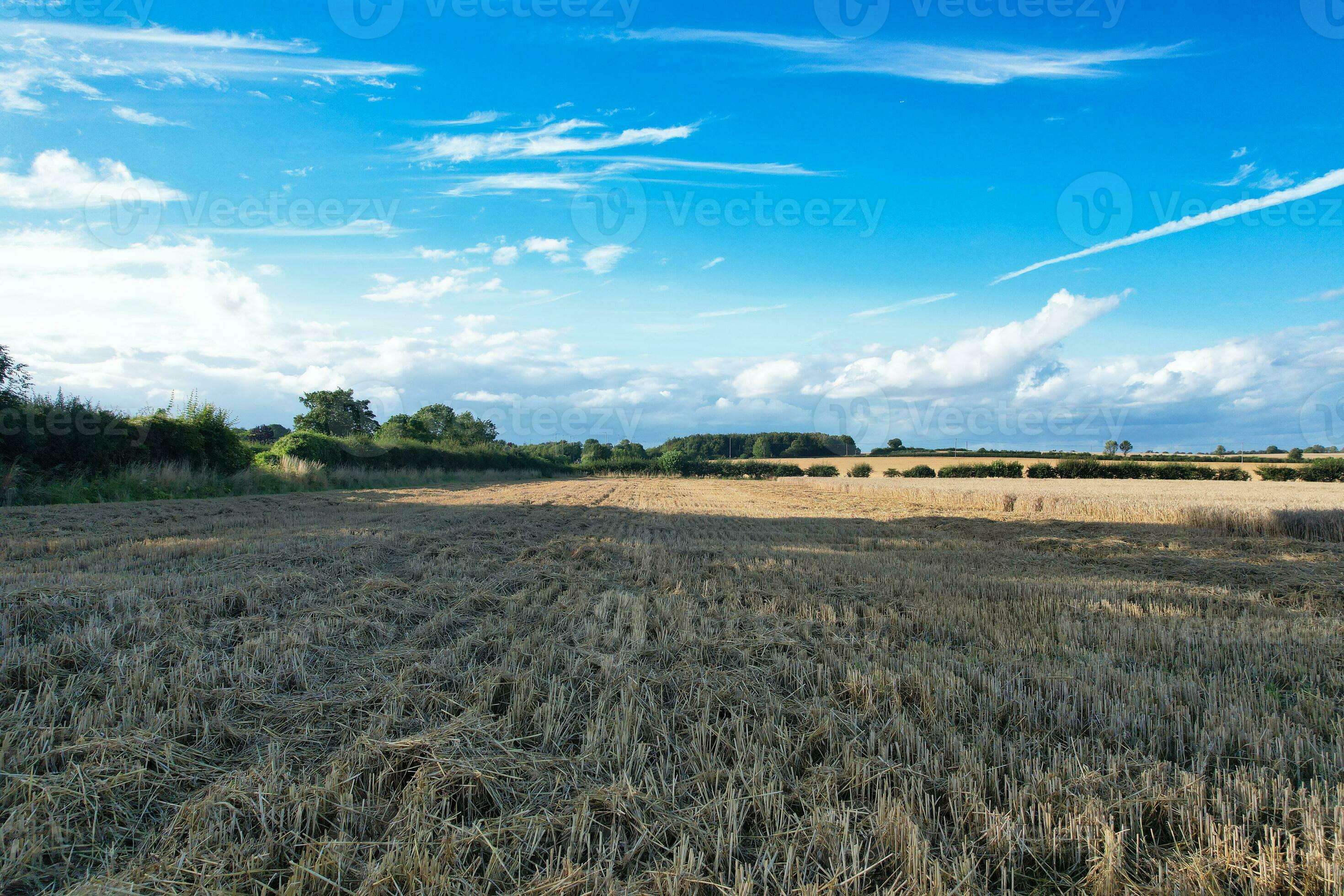 High Angle Footage of British Agricultural Farms at Countryside