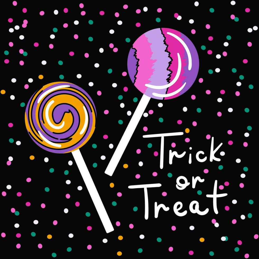 Halloween poster with striped lollipops vector illustration