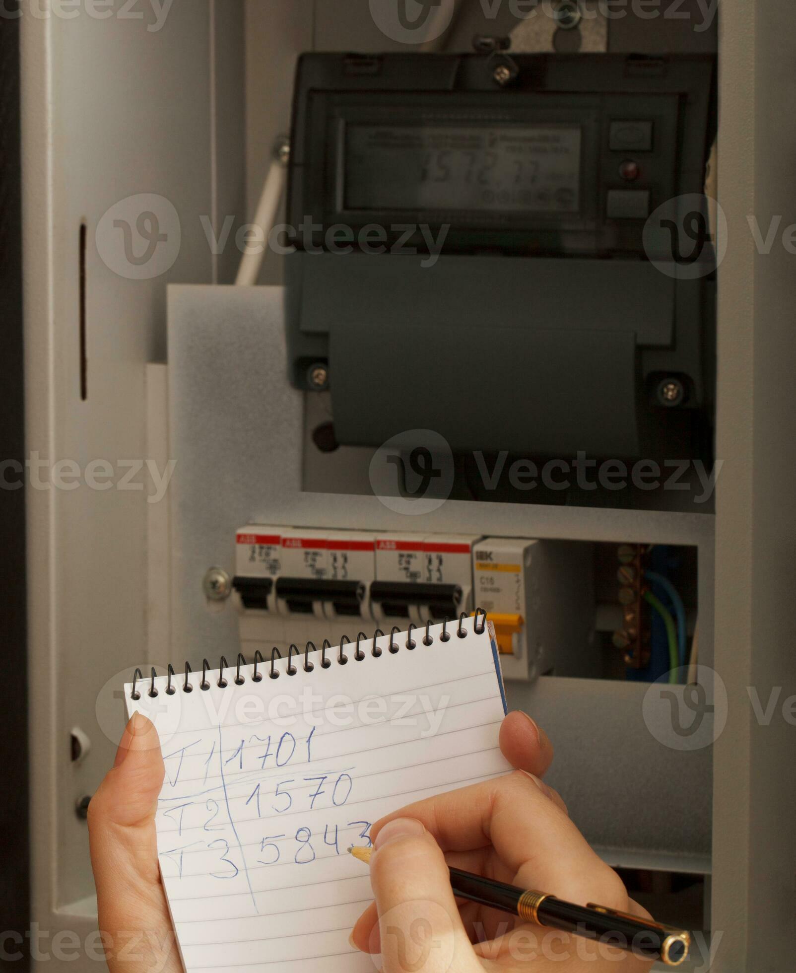 Rewriting of the electrical meter readings 27897206 Stock Photo at Vecteezy
