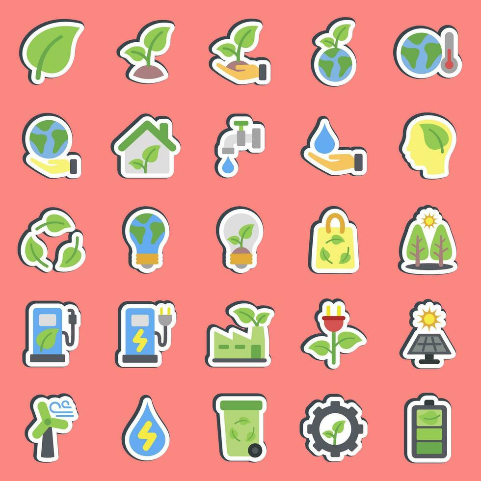 Sticker set of environment. Ecology and environment elements. Good for prints, posters, logo, infographics, etc. vector