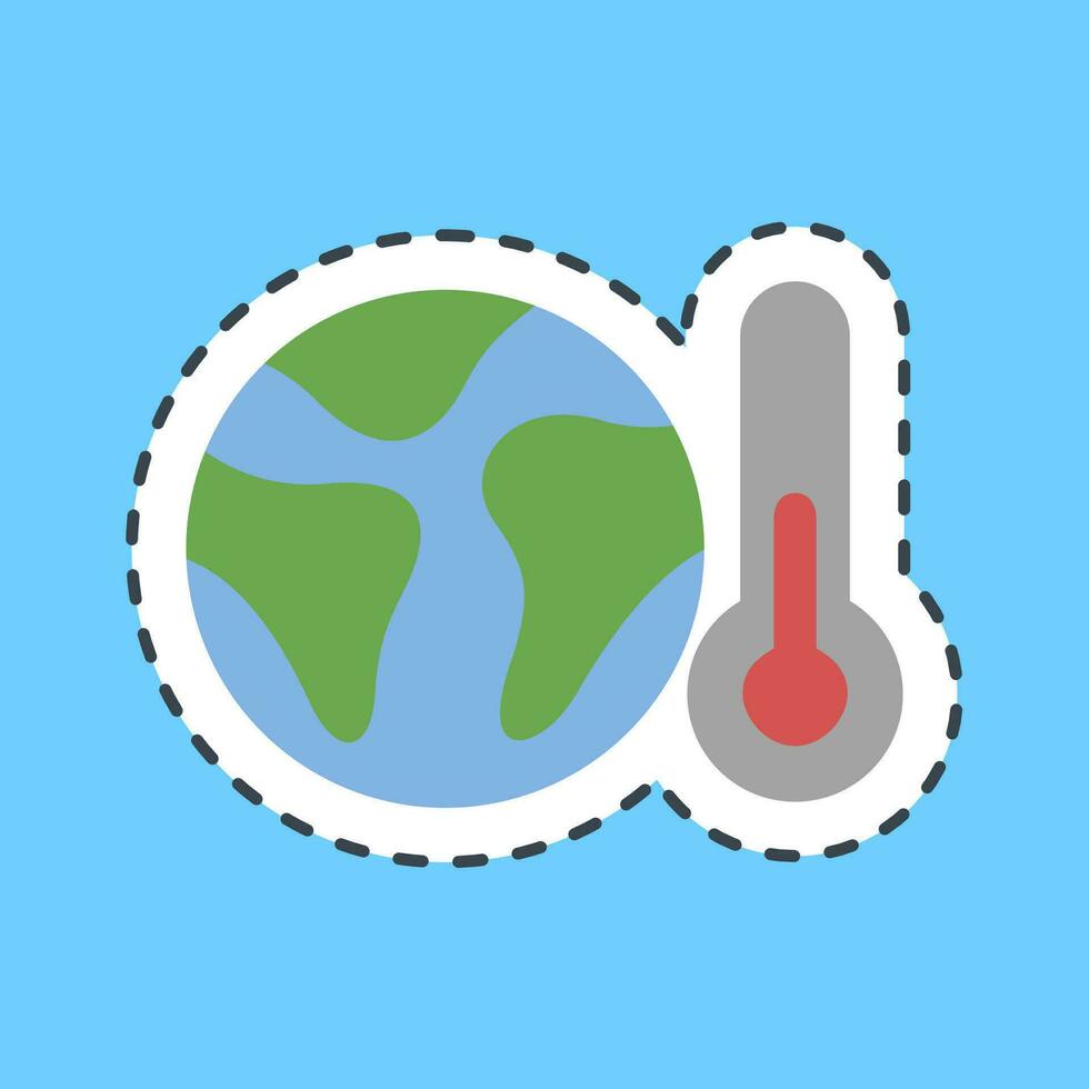 Sticker line cut global warming. Ecology and environment elements. Good for prints, posters, logo, infographics, etc. vector