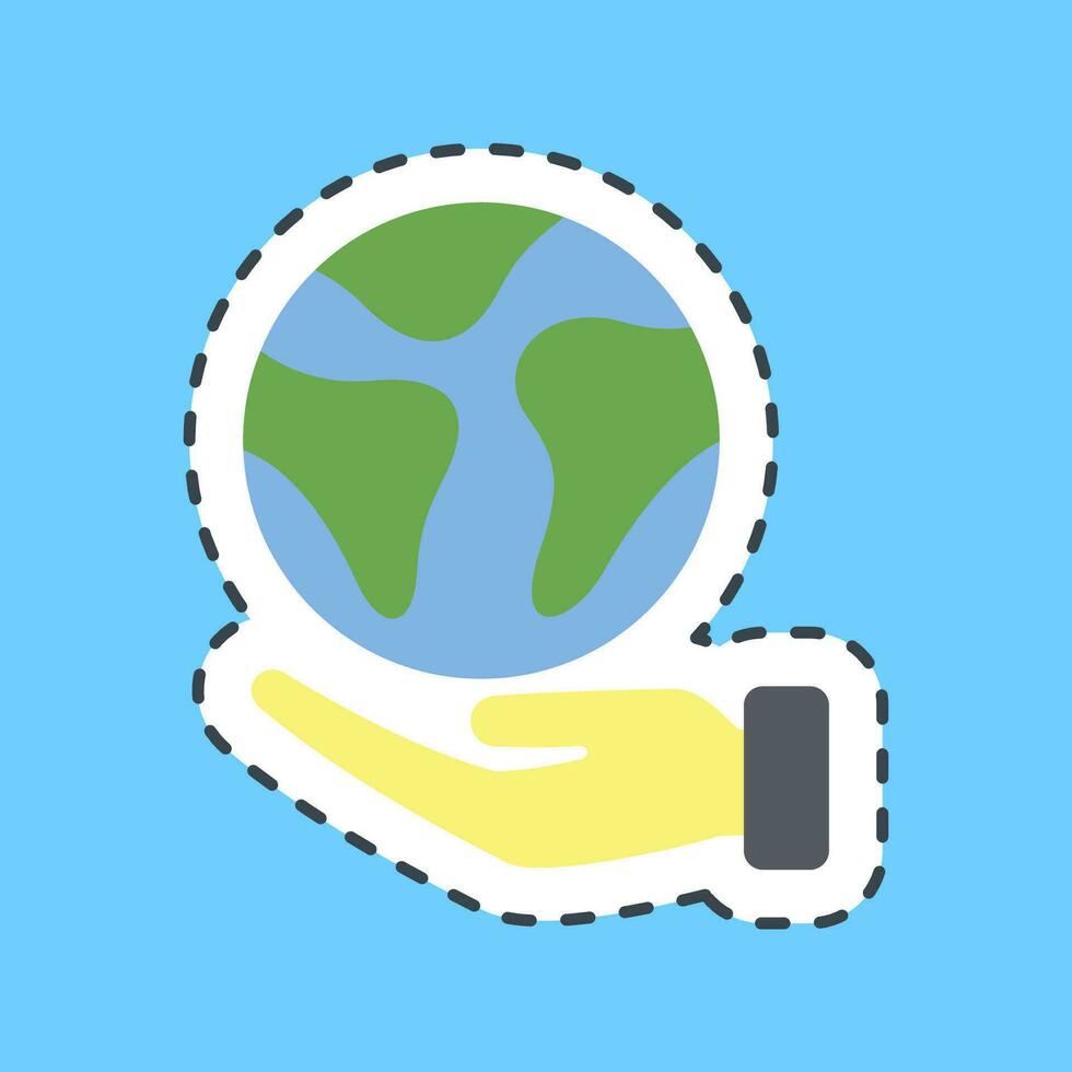 Sticker line cut save the earth. Ecology and environment elements. Good for prints, posters, logo, infographics, etc. vector