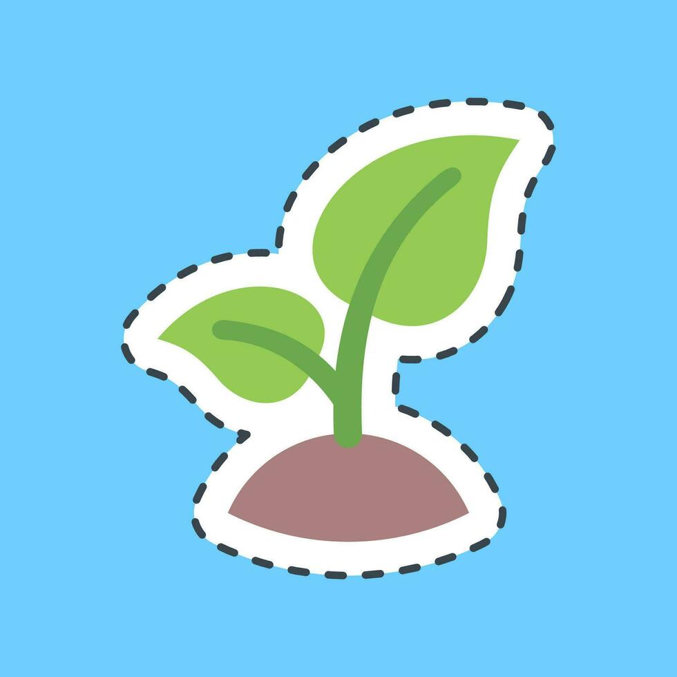 pegatina línea cortar planta. ecología y ambiente elementos. bueno para huellas dactilares, carteles, logo, infografía, etc. vector