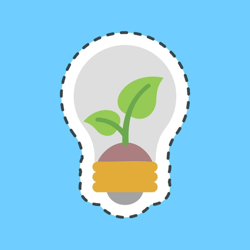 Sticker line cut eco bulb. Ecology and environment elements. Good for prints, posters, logo, infographics, etc. vector