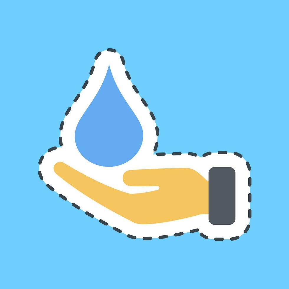 Sticker line cut water care. Ecology and environment elements. Good for prints, posters, logo, infographics, etc. vector