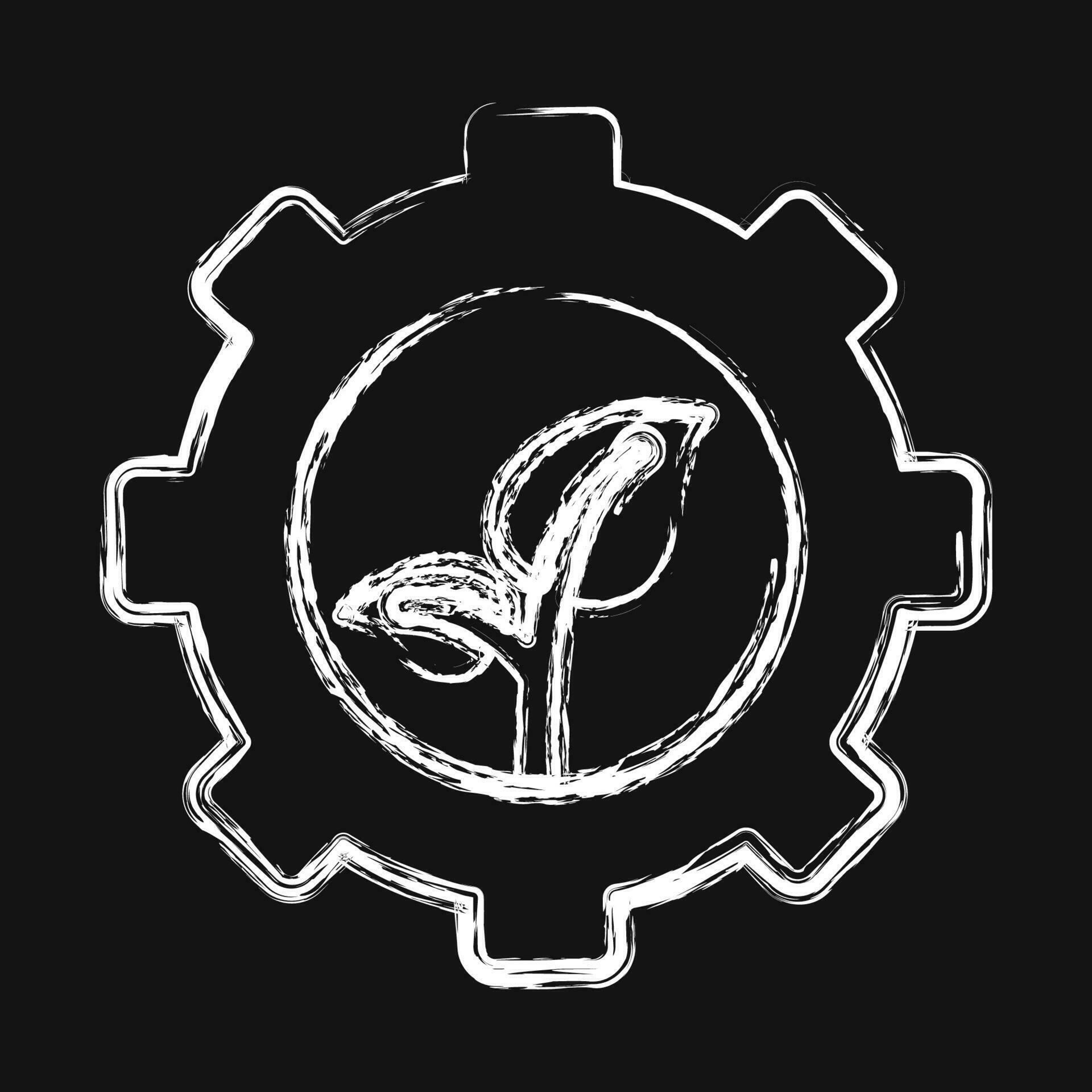 Icon eco technology. Ecology and environment elements. Icons in chalk