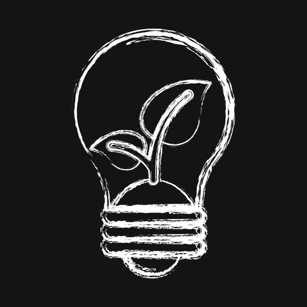 Icon eco bulb. Ecology and environment elements. Icons in chalk style