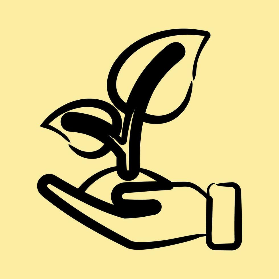 Icon ecology care. Ecology and environment elements. Icons in hand drawn style. Good for prints, posters, logo, infographics, etc. vector