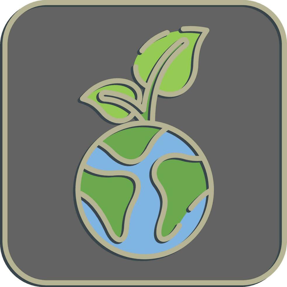 Icon plants grow on earth. Ecology and environment elements. Icons in embossed style. Good for prints, posters, logo, infographics, etc. vector