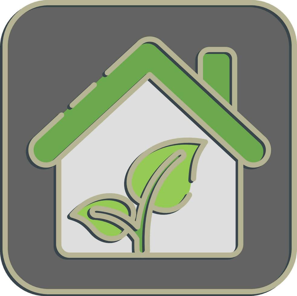 icono eco casa. ecología y ambiente elementos. íconos en en relieve estilo. bueno para huellas dactilares, carteles, logo, infografía, etc. vector