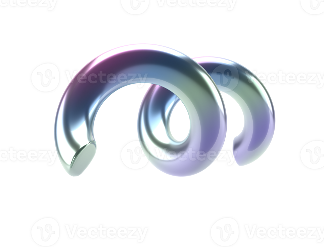 3d holographic abstract spiral shape. Glossy geometric primitives png