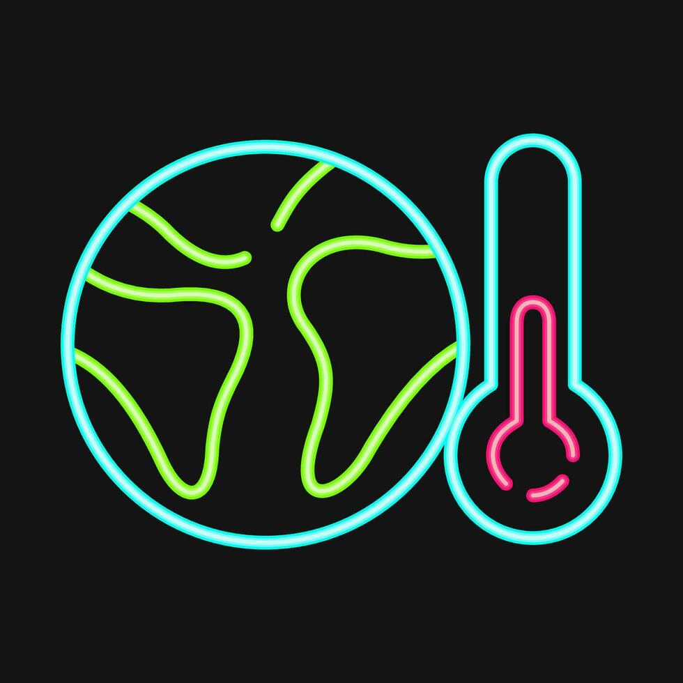 Icon global warming. Ecology and environment elements. Icons in neon style. Good for prints, posters, logo, infographics, etc. vector