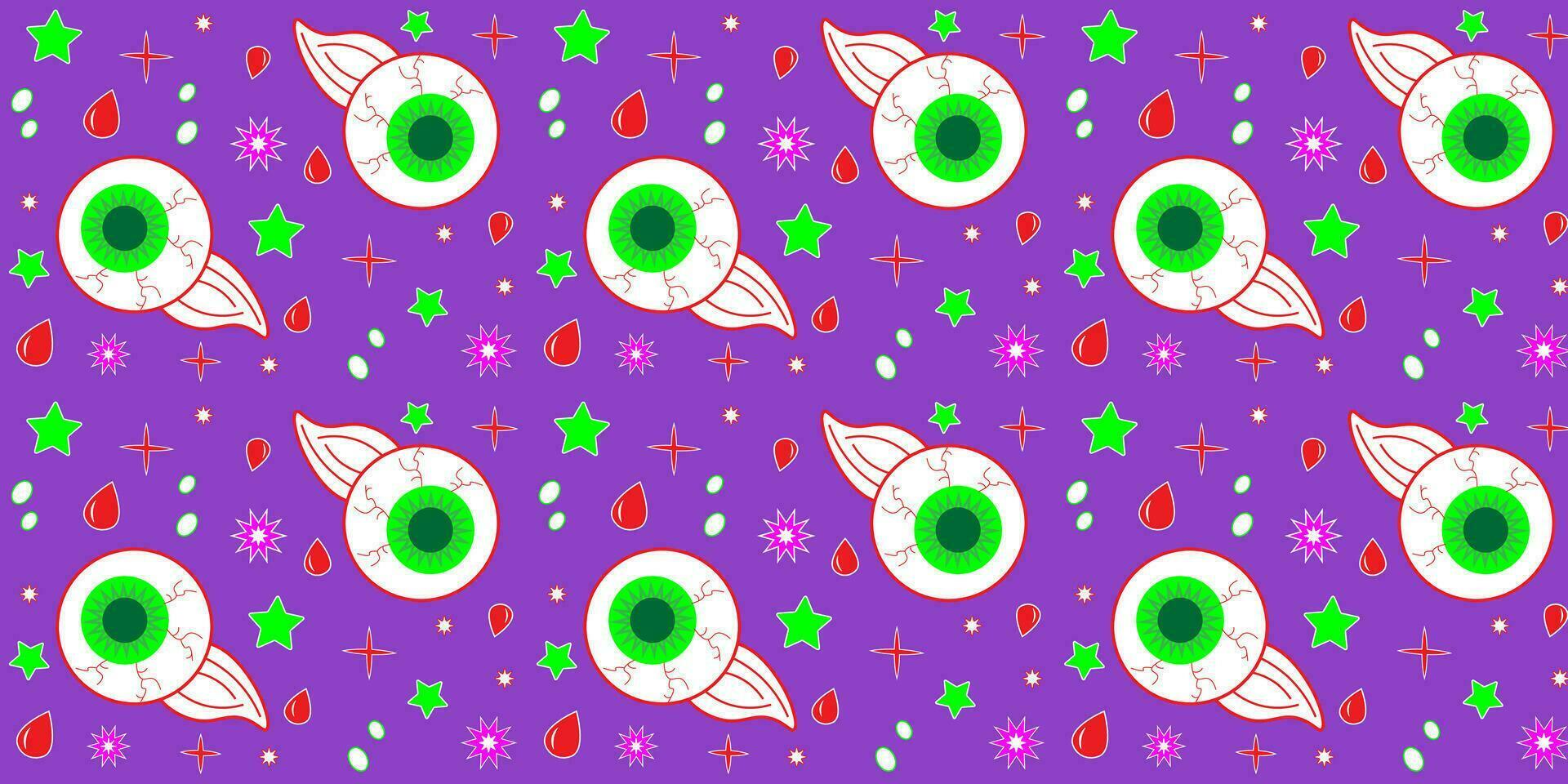 Happy Halloween, eyeballs on purple background seamless pattern vector EPS10