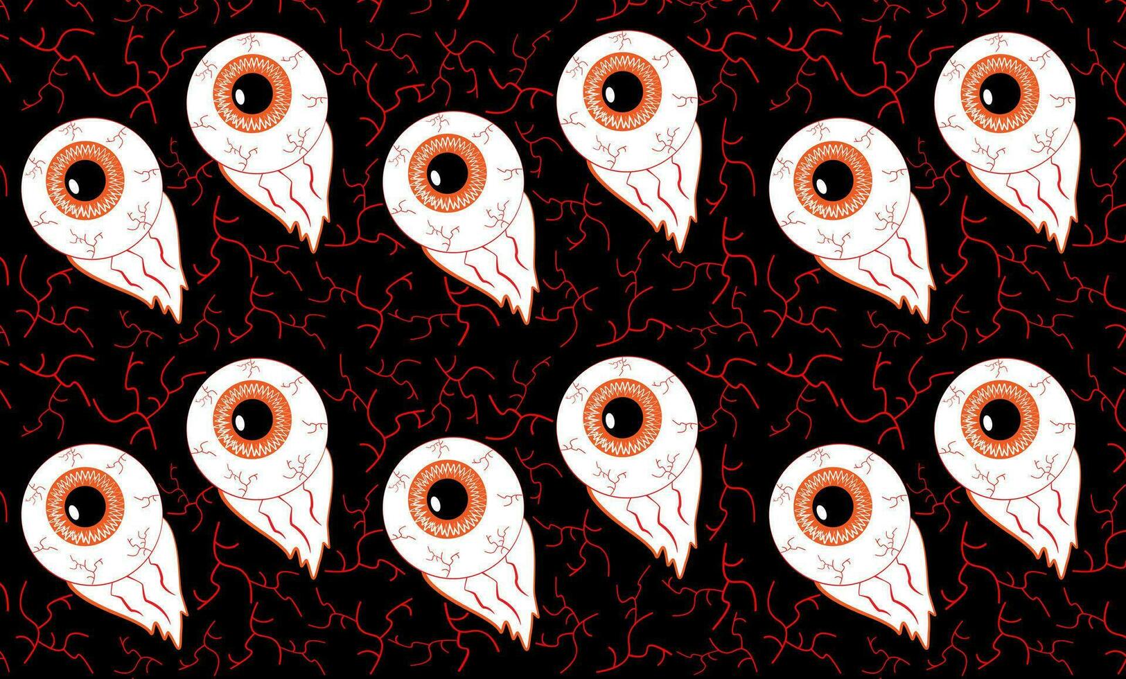 Happy Halloween, bloody eyeballs on black background seamless pattern vector EPS10